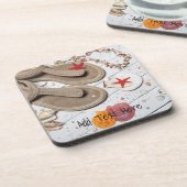 サンダル、貝類、ヒトデのビーチ コースター (左側)