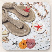 サンダル、貝類、ヒトデのビーチ コースター (正面)