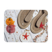 サンダル、貝類、ヒトデのビーチ マグネット (横)