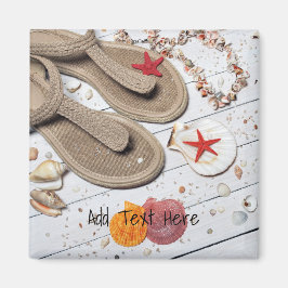 サンダル、貝類、ヒトデのビーチ マグネット