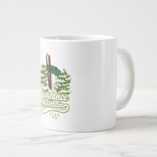 サンダンスマウンテンユタ・スキーのロゴ ジャンボコーヒーマグカップ (正面右)