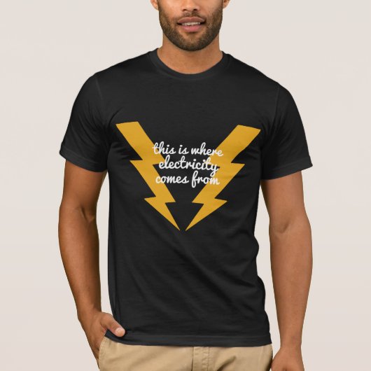 サンダーおもしろいと稲妻のシャツ | 綿Tシャツ Tシャツ (正面)
