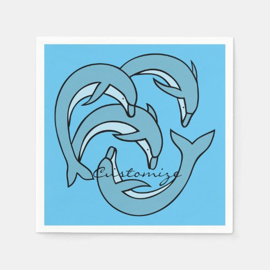 サンダーを囲む青いイルカ_Cove スタンダードカクテルナプキン (正面)