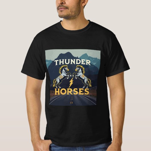 サンダーウマ威厳のある – ストームライダー Tシャツ (正面)