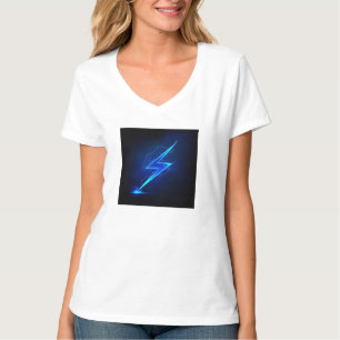 「サンダーストライキ:サンダーアートのウィメンズホワイトティー Tシャツ