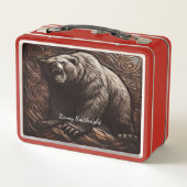 サンダーズグリズリーローインレザーレリーフ、 浮き彫り メタルランチボックス (裏面)