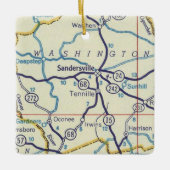サンダーズビルGAヴィンテージの地図 セラミックオーナメント (正面)