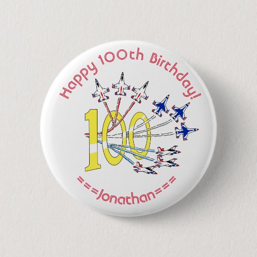 サンダーバーズ生誕100周年バッジ 缶バッジ (正面)