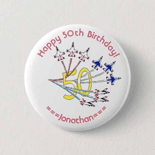 サンダーバーズ50歳の誕生日バッジ 缶バッジ (正面)