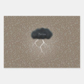 サンダーパーソナライズされたドクラウドレイン&稲妻ストミー ラッピングペーパーシート (正面3)