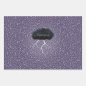 サンダーパーソナライズされたドクラウドレイン&稲妻ストミー ラッピングペーパーシート (正面2)