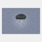 サンダーパーソナライズされたドクラウドレイン&稲妻ストミー ラッピングペーパーシート (正面)