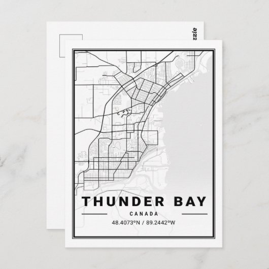 サンダーベイオンタリオ州カナダ旅行市地図ポスター ポストカード (正面/裏面)