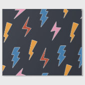 サンダーボルトシームレスパターン、手描き稲妻 ラッピングペーパー (フラット)