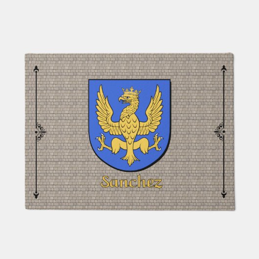 サンチェスの歴史的な盾オンコブレストン ドアマット (正面)