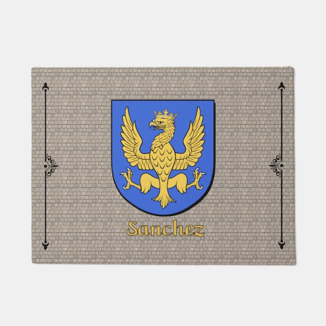 サンチェスの歴史的な盾オンコブレストン ドアマット (正面)