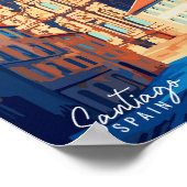 サンティアゴスペインヴィンテージ旅行イラストレーション ポスター (角)