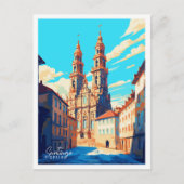 サンティアゴスペインヴィンテージ旅行イラストレーション ポストカード (正面)