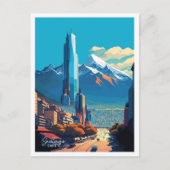 サンティアゴチリアートヴィンテージトラベルイラストレーション ポストカード (正面)