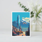 サンティアゴチリアートヴィンテージトラベルイラストレーション ポストカード (スタンド正面)