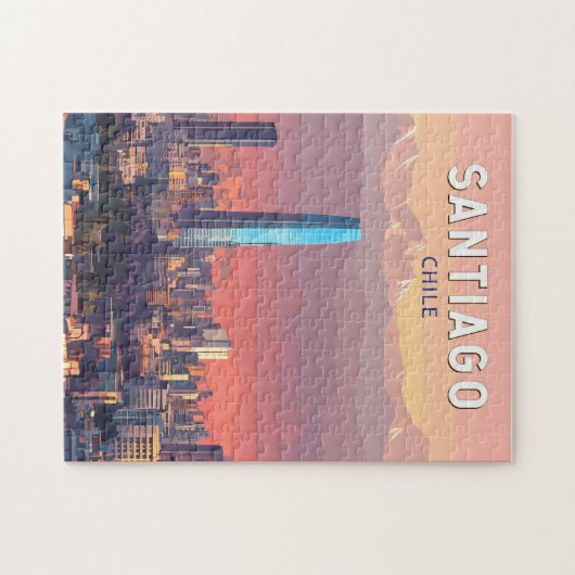 サンティアゴチリイラストレーショントラベルアートヴィンテージ ジグソーパズル (横)