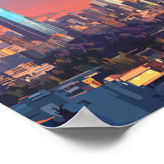 サンティアゴチリイラストレーショントラベルアートヴィンテージ ポスター (角)