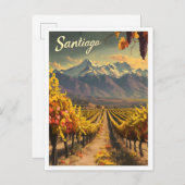 サンティアゴチリヴィンテージアートトラベルイラストレーション ポストカード (正面/裏面)