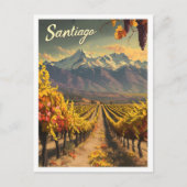 サンティアゴチリヴィンテージアートトラベルイラストレーション ポストカード (正面)