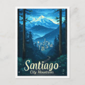 サンティアゴチリヴィンテージアートトラベルイラストレーション ポストカード (正面)