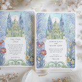 サンティアゴデコンポステラスペインの水の色結婚の設定 招待状