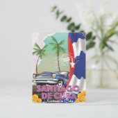 サンティアゴ・デ・キューバヴィンテージ旅行ポスター ポストカード (スタンド正面)