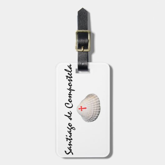 サンティアゴ・デ・コンポステーラのシェルと赤十字のシンボル ラゲッジタグ (正面縦)