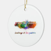 サンティアゴ・デ・コンポステーラの水彩画 セラミックオーナメント (左)