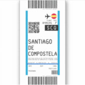 サンティアゴ・デ・コンポステーラ(SCQ)への搭乗券 シール (正面)