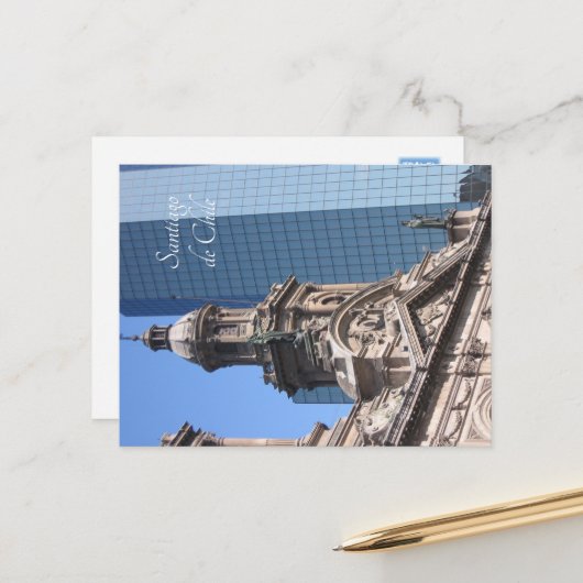 サンティアゴ・デ・チリ、旧・新 ポストカード (正面/裏面インサイチュ)