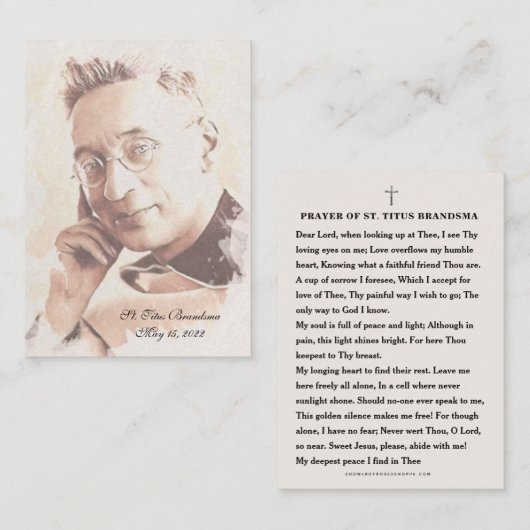 サンティトゥスブランドスマカトリック祈りの言葉司祭 プレイスカード (正面/裏面)