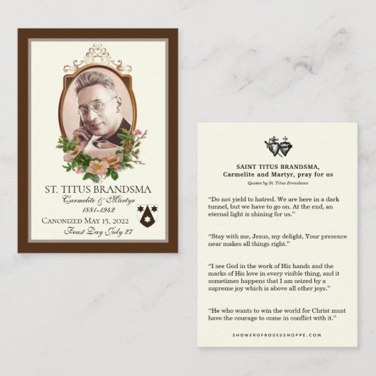 サンテトゥスブランスマ列聖記念会 プレイスカード (正面/裏面)