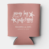 サンディつま先の塩辛いキス宛先の結婚式の好意 缶クーラー (正面)