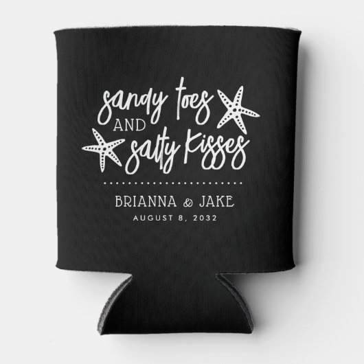 サンディつま先の塩辛いキス宛先の結婚式の好意 缶クーラー (正面)