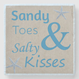 サンディのつま先および塩辛いキスのビーチの生命引用文 ストーンコースター