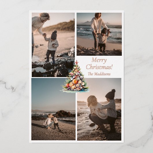 サンディのスマイル4ビーチワイクリスマスのための喜び 箔シーズンカード (正面)