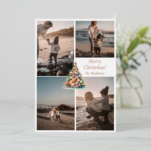 サンディのスマイル4ビーチワイクリスマスのための喜び 箔シーズンカード (立ち正面)