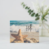 サンディのヒトデのビーチ写真こんにちは シーズンポストカード (スタンド正面)