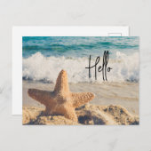 サンディのヒトデのビーチ写真こんにちは シーズンポストカード (正面/裏面)