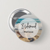 サンディのヒトデのビーチ写真花嫁 缶バッジ (正面&裏面)