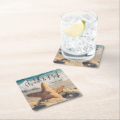 サンディのビーチ写真結婚の魚 スクエアペーパーコースター (インサイチュ)