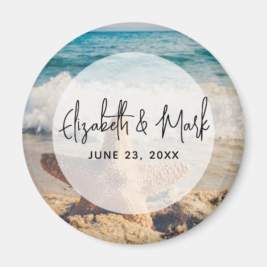 サンディのビーチ写真結婚の魚 マグネット (正面)