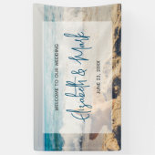 サンディのビーチ写真結婚の魚 横断幕 (縦)