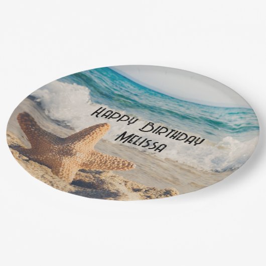 サンディのビーチ写真 ペーパープレート (アングル)