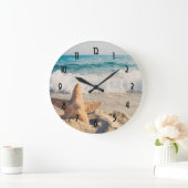 サンディのビーチ写真 ラージ壁時計 (ホーム)